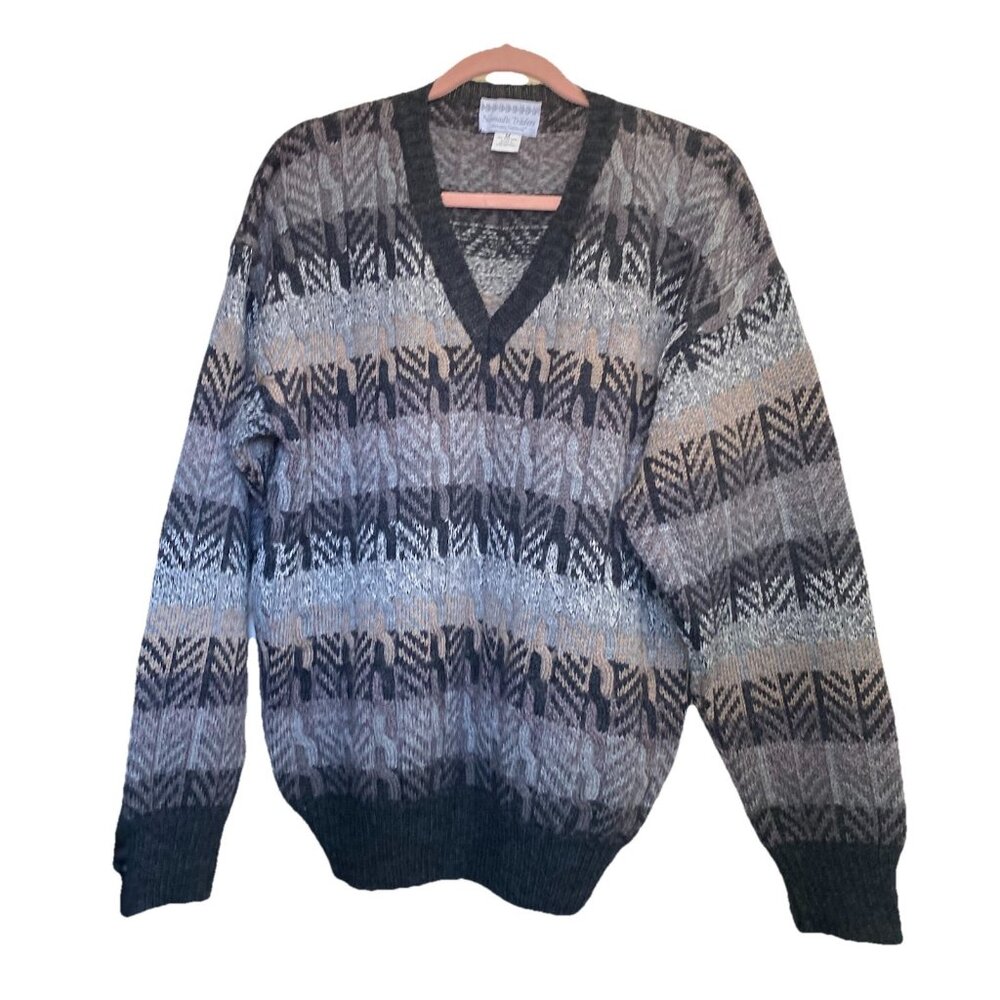 Vtg Nomadic Traders Unisex Size M 100% Wool Nordic Sweater Arctic Pullover